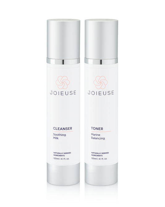 Joieuse Soothing Milk Cleanser and Marine Balancing Toner Combination for Sensitive Skin